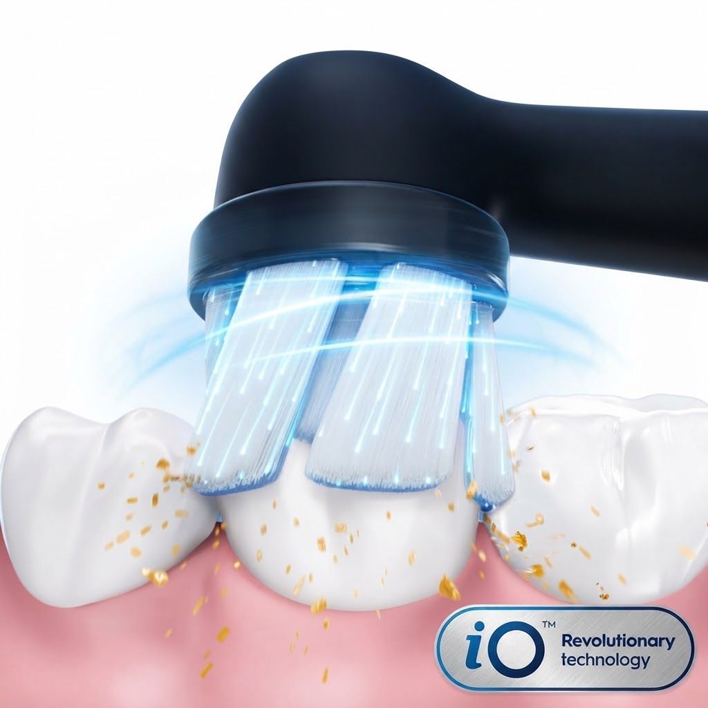 Oral-B iO2 Series 2 Electric Toothbrush, Night Black - Smart Pressure Sensor, 3 Modes, Micro-Pulses