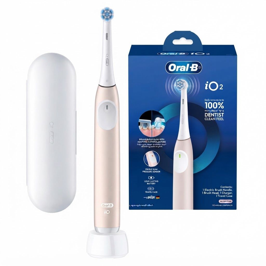 Oral-B iO Series 2 Electric Toothbrush, Blush Pink - 3 Smart Modes, Pressure Sensor, Micro-Pulses