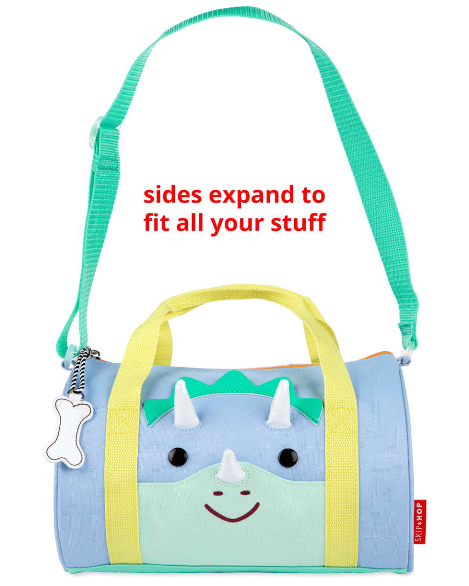 Skip Hop Duffimals Soft Dinosaur Duffel Bag, Spacious Zippered Storage Compartment, Comfortable And Easy to Carry - Multicolour