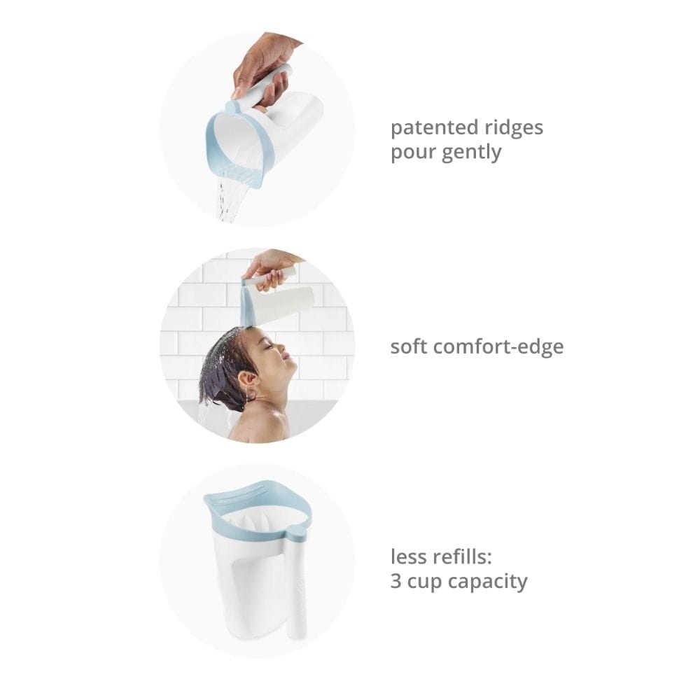 Skip Hop Wave Waterfall Bath Rinser 710ml, Soft Comfort-Edge Finish, Coordinated Bath Collection Design - White