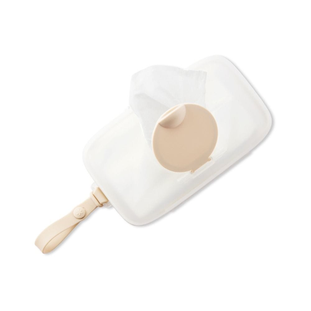 Skip Hop Grab And Go Travel Snug Seal Wipes Dispenser Case, Moisture-Locking Silicone Seal, Transparent Refill Indicator - Oat