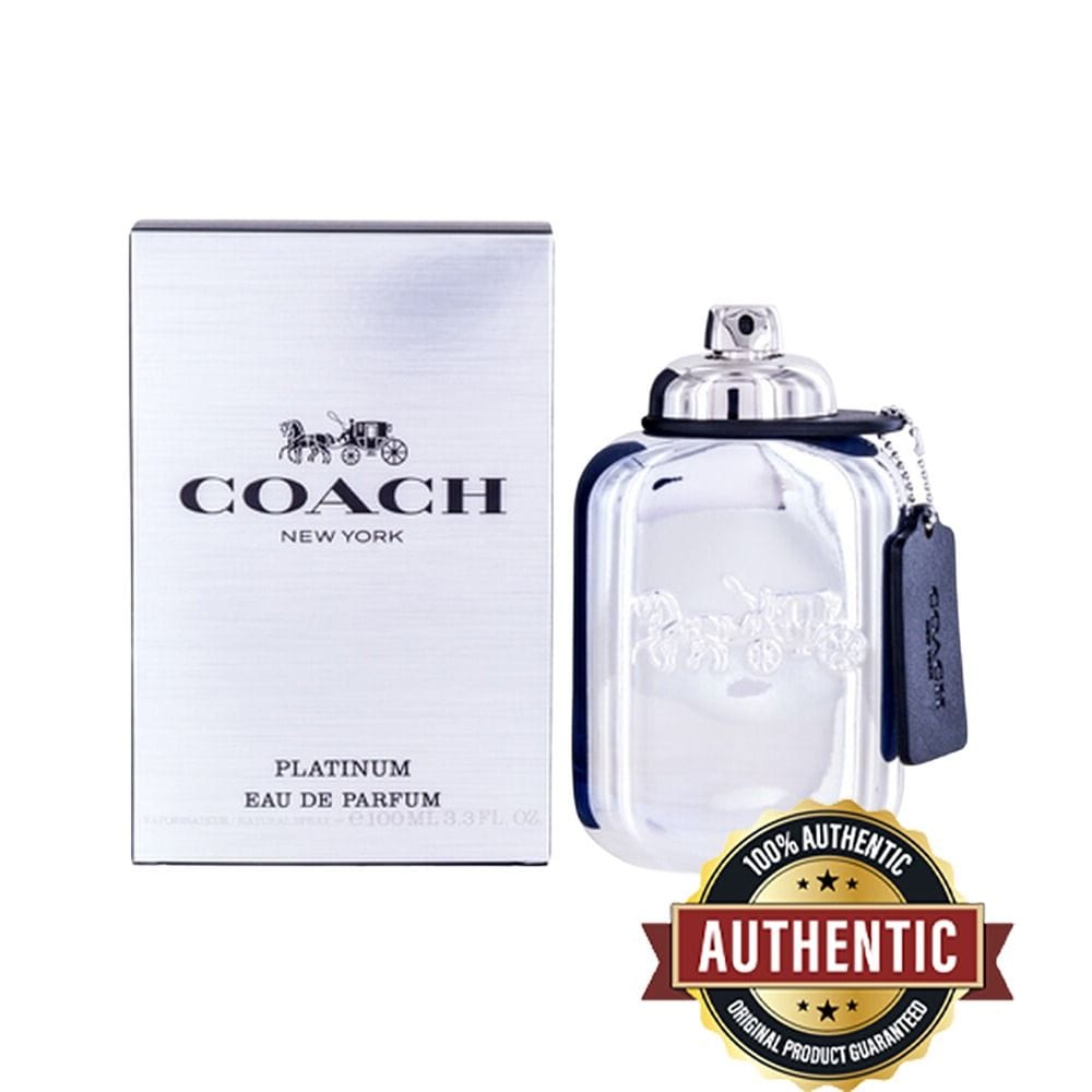 Coach Platinum Eau de Parfum for Men, Warm Woody Amber Fragrance with Black Pepper, Pineapple, Vanilla & Leather - 100ml