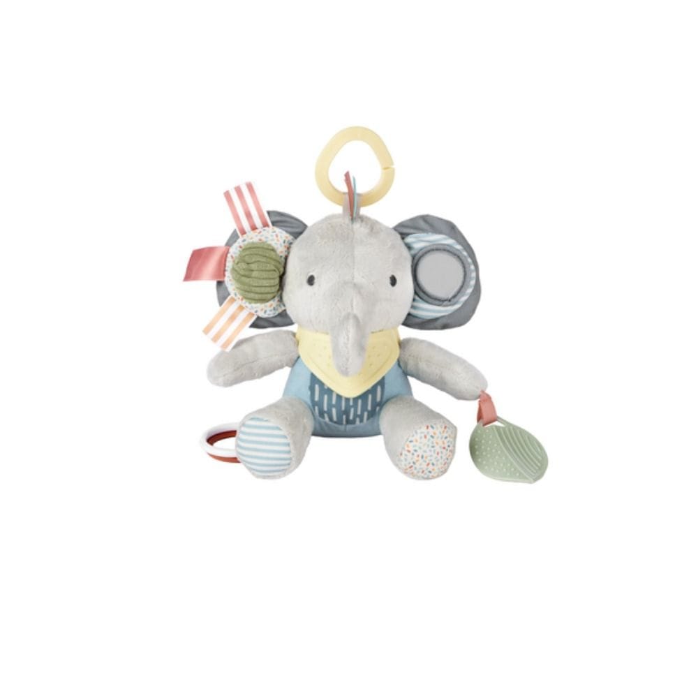 Skip Hop Bandana Buddies Baby Elephant Toy 0+ Monthss, Fun Crinkle Sounds, Colorful Rattle Rings, Teething Friendly - Multicolour