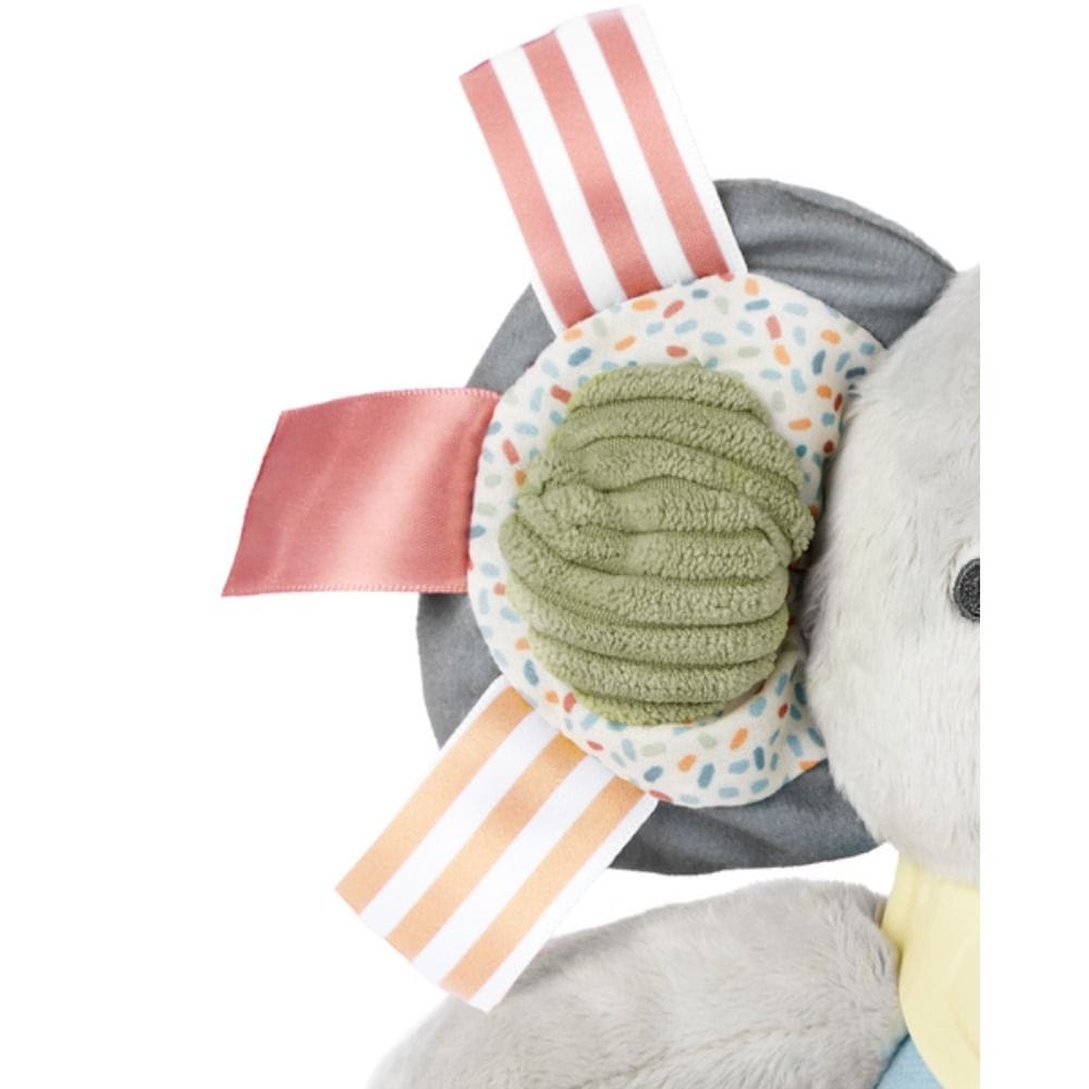 Skip Hop Bandana Buddies Baby Elephant Toy 0+ Monthss, Fun Crinkle Sounds, Colorful Rattle Rings, Teething Friendly - Multicolour