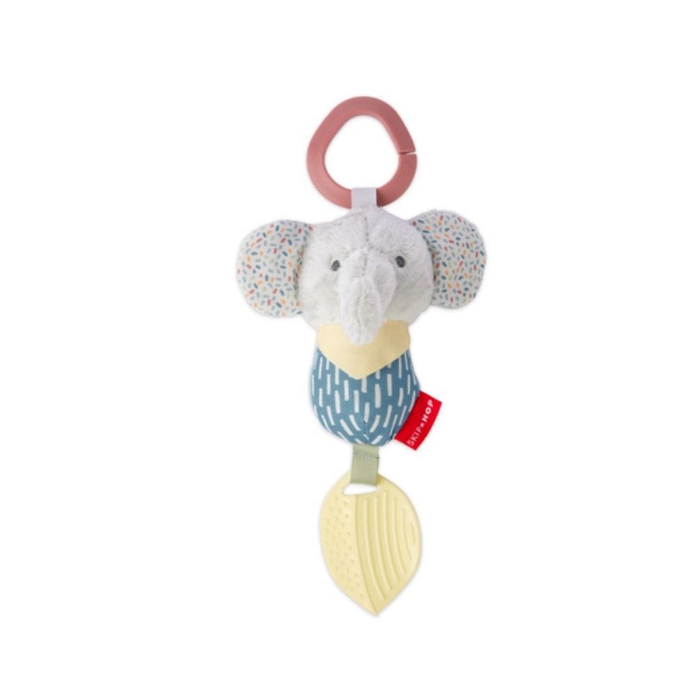 Skip Hop Bandana Buddies Chime And Teethe Elephant Toy 0+ Monthss, Multi-Textured Fabrics, Soothing Chime Sounds - Multicolour
