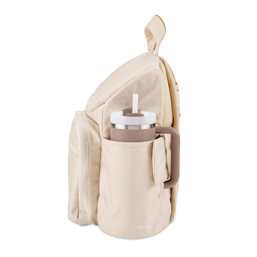Skip Hop Forma Next Diaper Backpack, Insulated Bottle Pockets, Changing Station, Large Multi-Compartment, Travel-Friendly, Water-Resistant - Oat