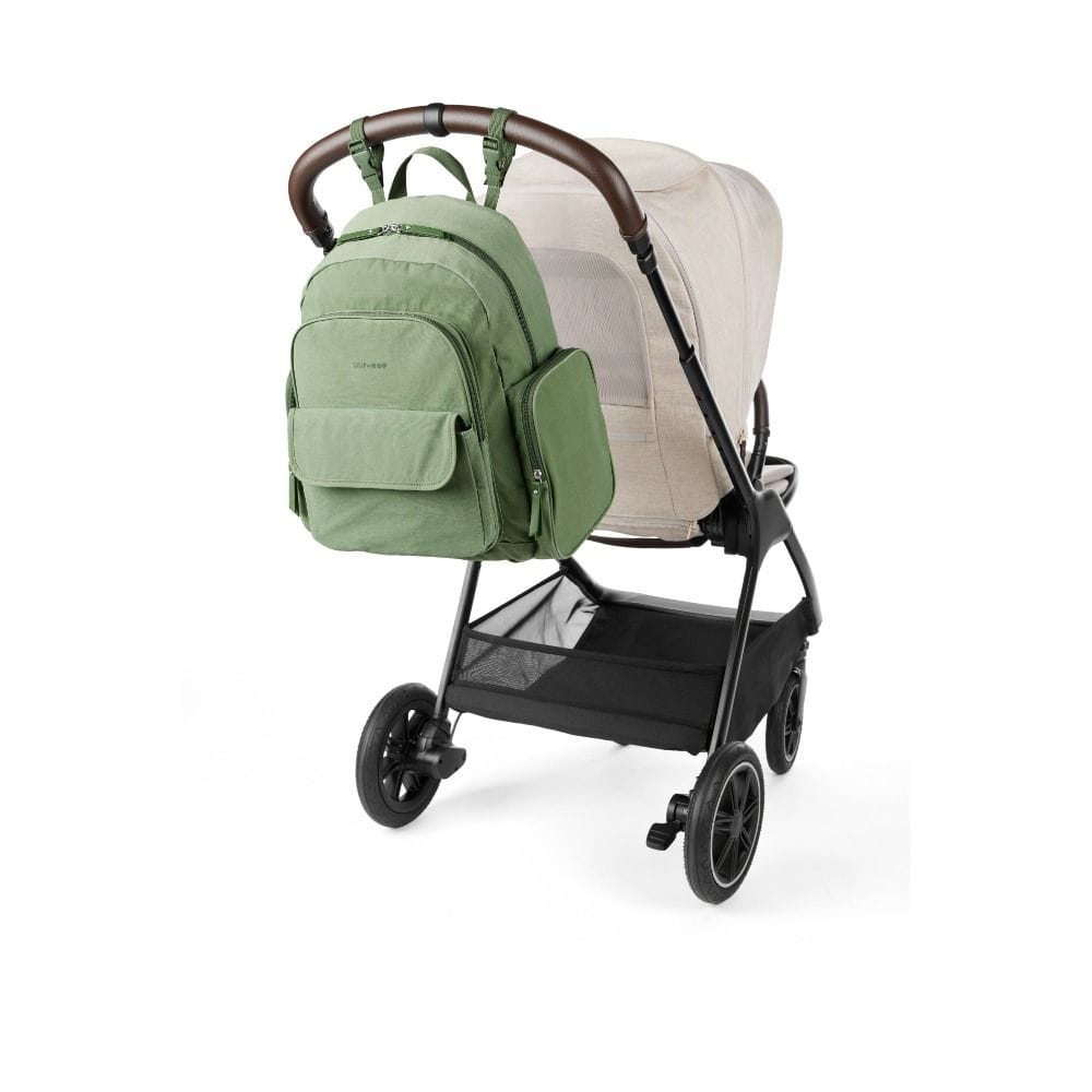 Skip Hop Luna Diaper Backpack, Spacious And Highly Organized Storage, Dedicated Functional Pockets, Includes Cushioned Changing Pad -  Sage