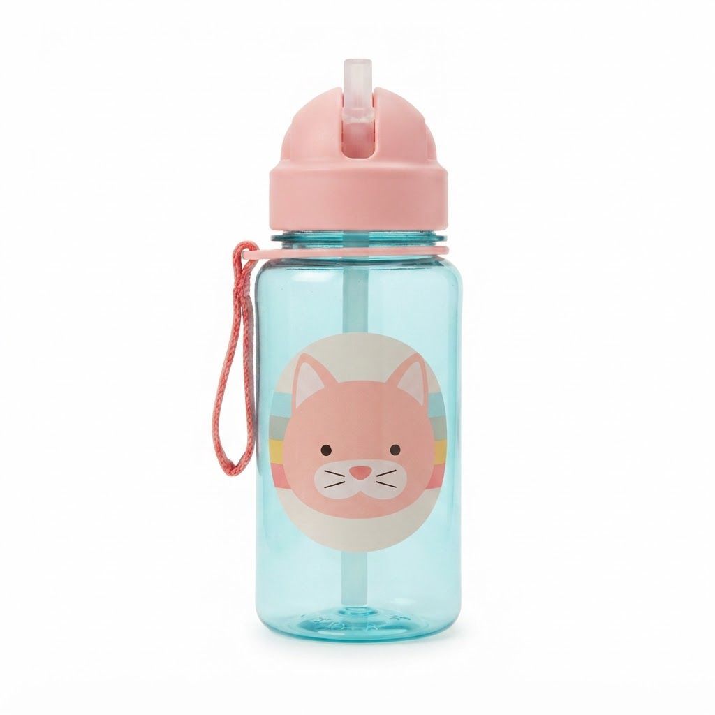 Skip Hop Zoo Llama Tritan Renew Straw Bottle 355ml, Straw Flips Down To Seal Closed And Stay Clean, Handy Grab Strap, Dishwasher Safe - Multicolour