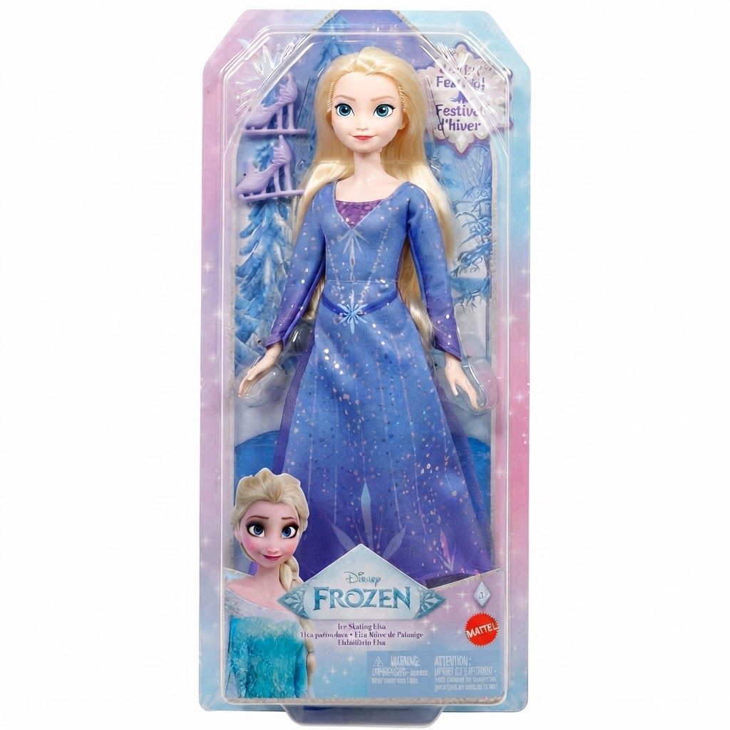 Disney Frozen Elsa Fashion Doll, Ice-Skating Winter Festival Edition, Removable Dress, Ice Skates & Accessories, Multicolor