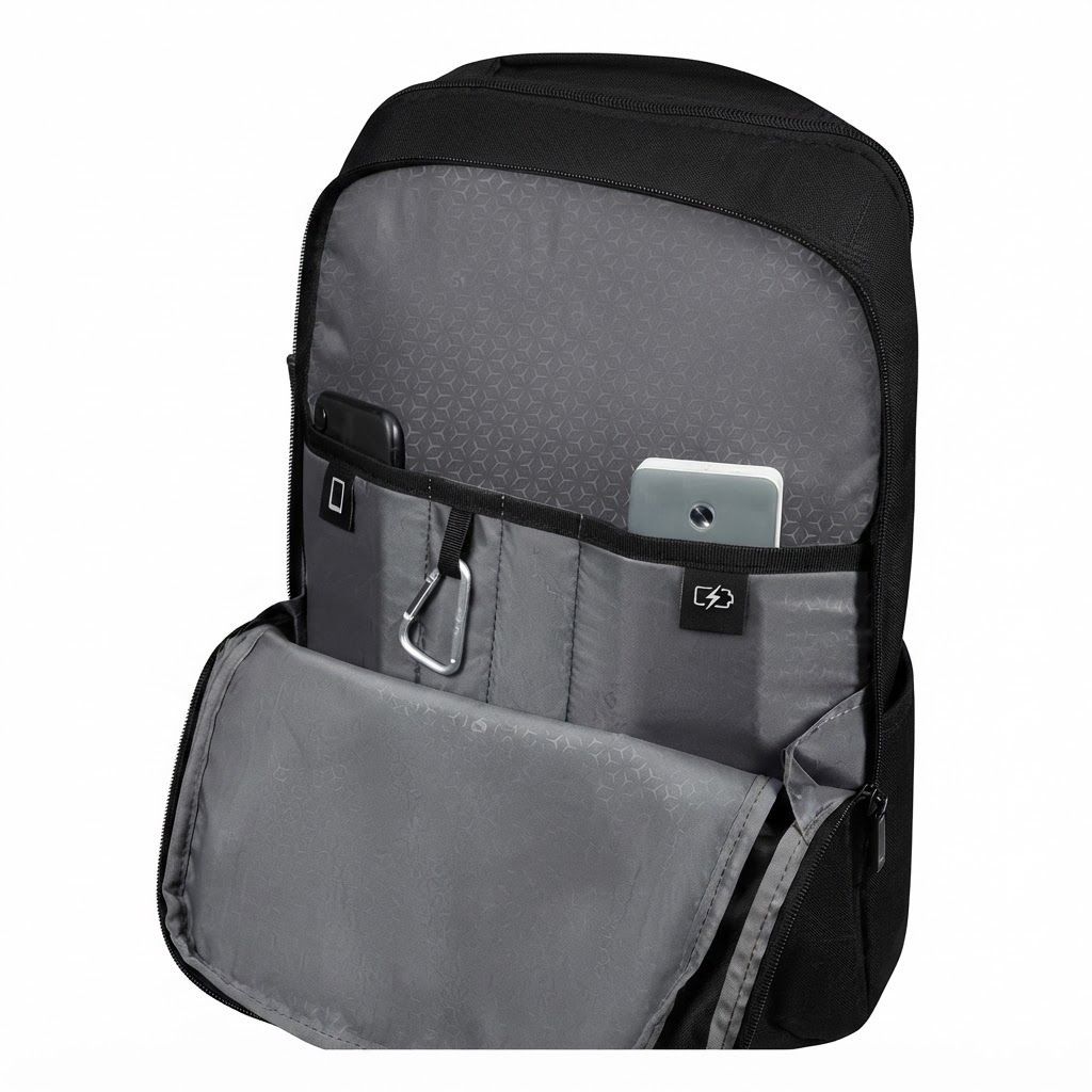 Samsonite Roader 14 Inch Laptop Backpack, 17L Durable Eco-Friendly Travel Bag, Padded Tablet, RPET (Recycled Plastic Bottles) | Deep Black
