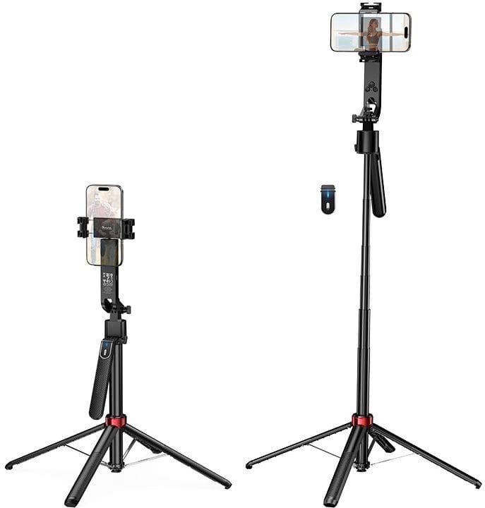 HOCO DYY04 Star Smart Face Tracking Gimbal Selfie Stick, 1.8m Extendable, AI Auto Tracking, Bluetooth Remote, Tripod - Black