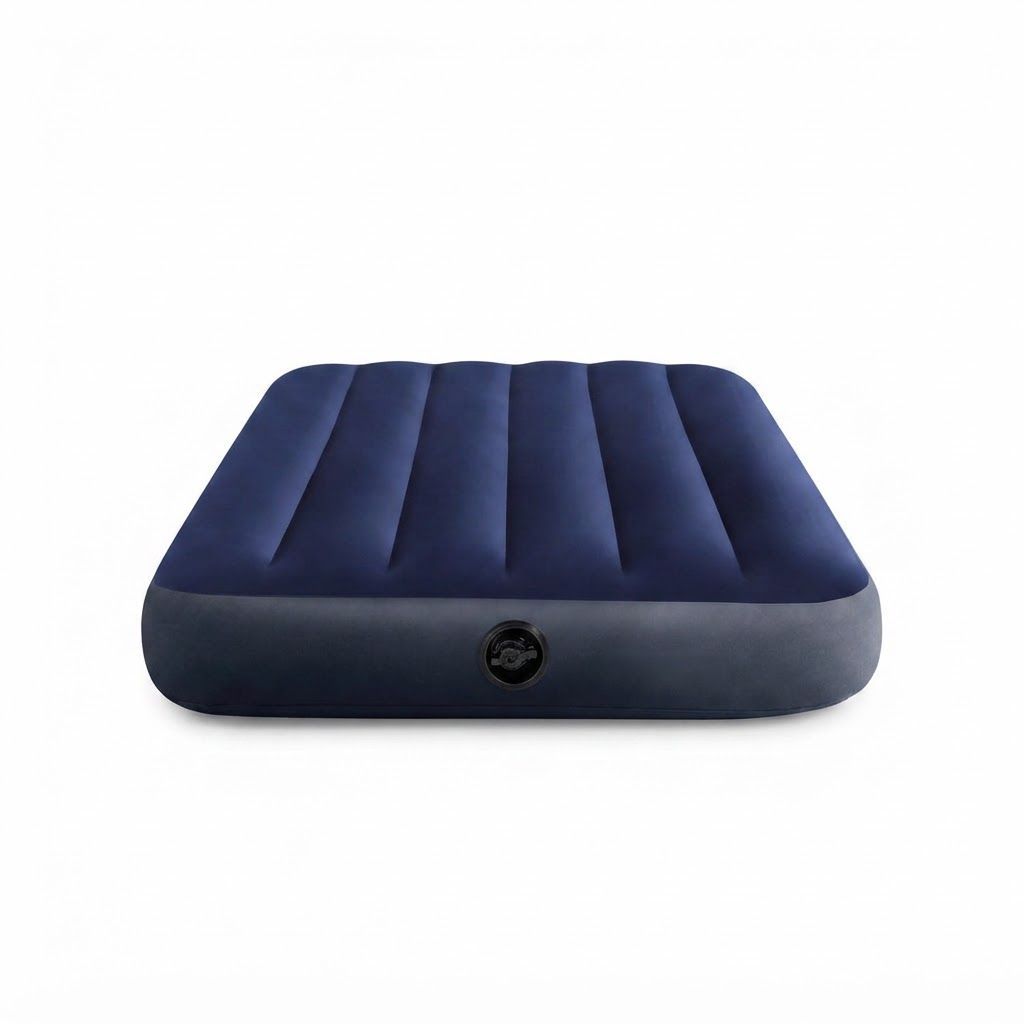 Intex Dura-Beam Classic Downy Airbed, 25cm High Inflatable Mattress, Waterproof Flocked Top, Fiber-Tech Technology, Blue