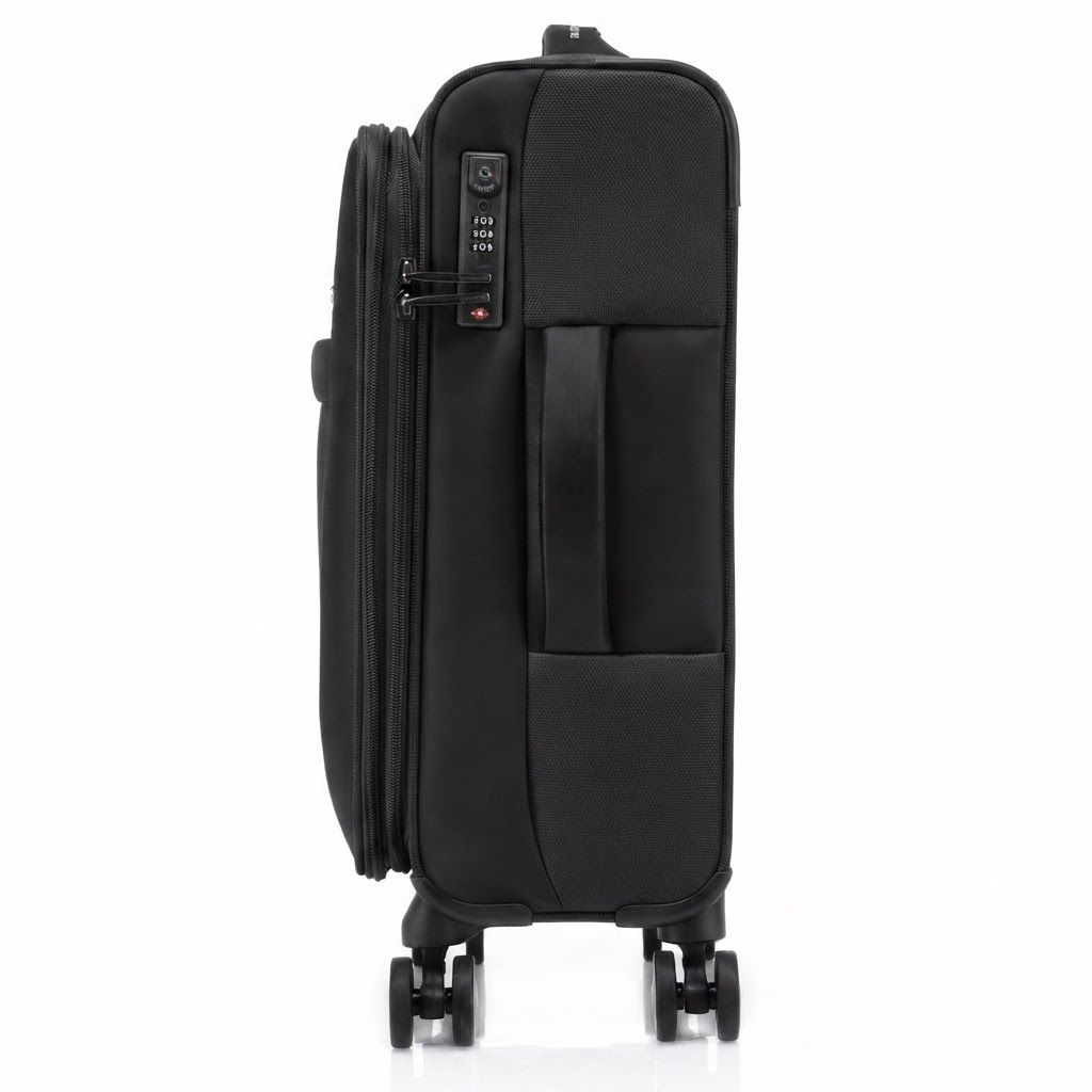 Samsonite Synch 57cm Cabin Spinner Suitcase, Expandable Carry-On with TSA Lock, Front Access, 100% Polyester | Black