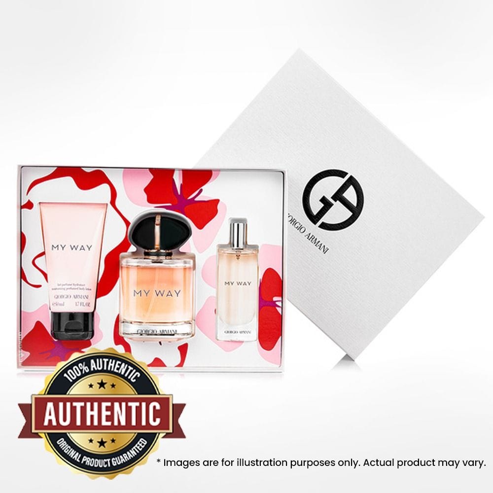 Giorgio Armani My Way Eau de Parfum for Women Gift Set, Floral Fragrance with Orange Blossom, Tuberose, Vanilla & Cedarwood Notes - 90ml + 15ml Travel Spray + ASB