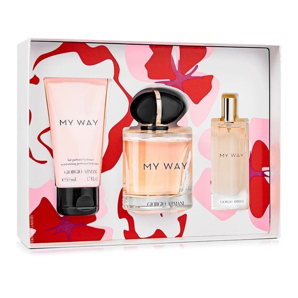 Giorgio Armani My Way Eau de Parfum for Women Gift Set, Floral Fragrance with Orange Blossom, Tuberose, Vanilla & Cedarwood Notes - 90ml + 15ml Travel Spray + ASB