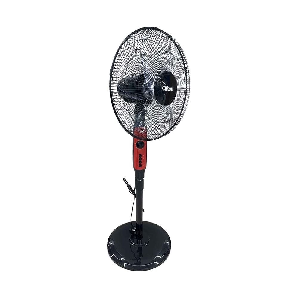 Clikon 16" Stand Fan, 45W, 3-Speed Control, Powerful Airflow, Adjustable Height, Wide-Angle Oscillation | Red/Black - CK2059