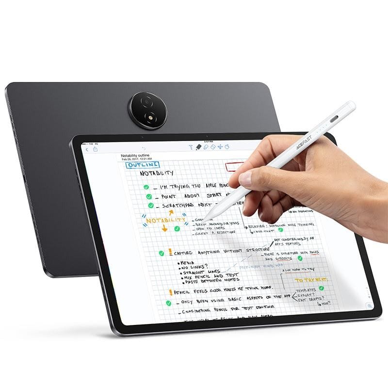 ACEFAST V1 Universal Capacitive Stylus Pen, High-Precision Touchscreen Pen for iPad, Tablets & Smartphones - White