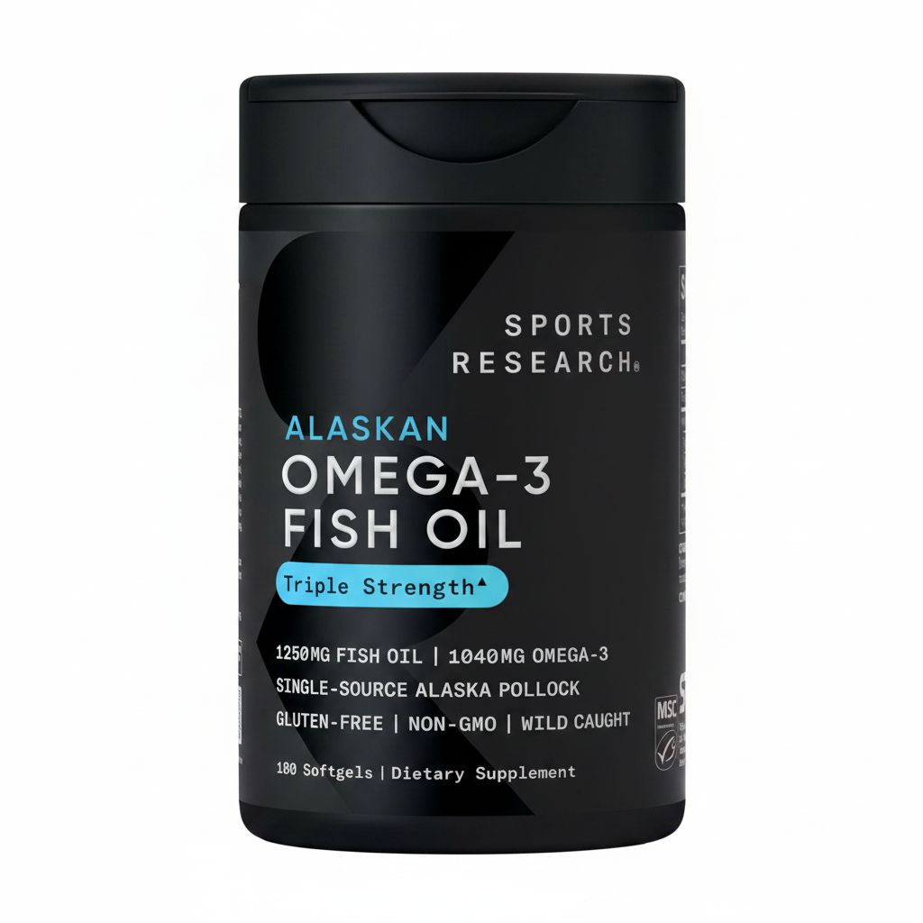 Sports Research Premium Triple Strength Omega-3 Fish Oil Softgels - 1250 mg, 180 Count