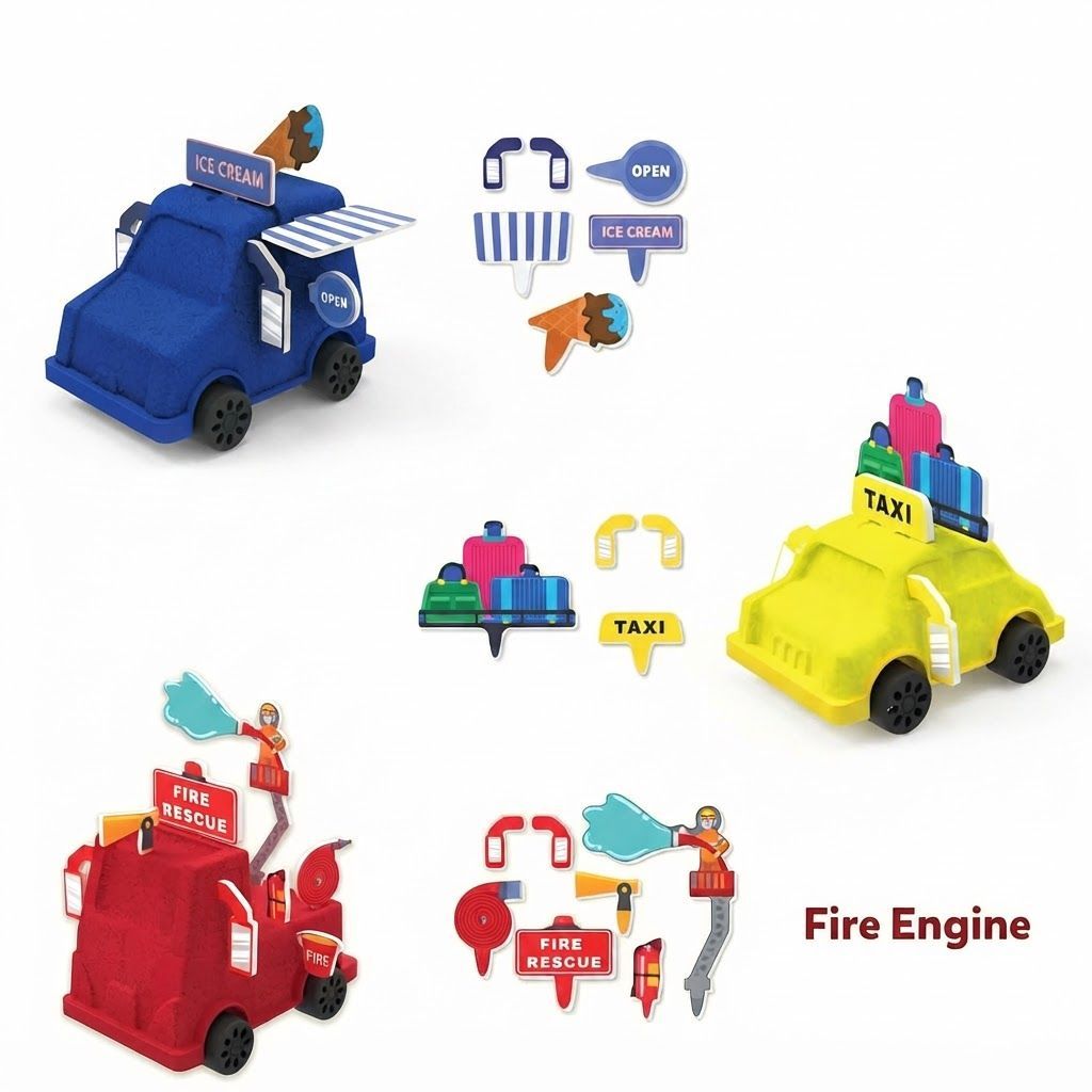 Skillmatics Sandeezy Pretend Play Set – Build Your Own Cars, Trucks & More, Non-Toxic Mess-Free Sens