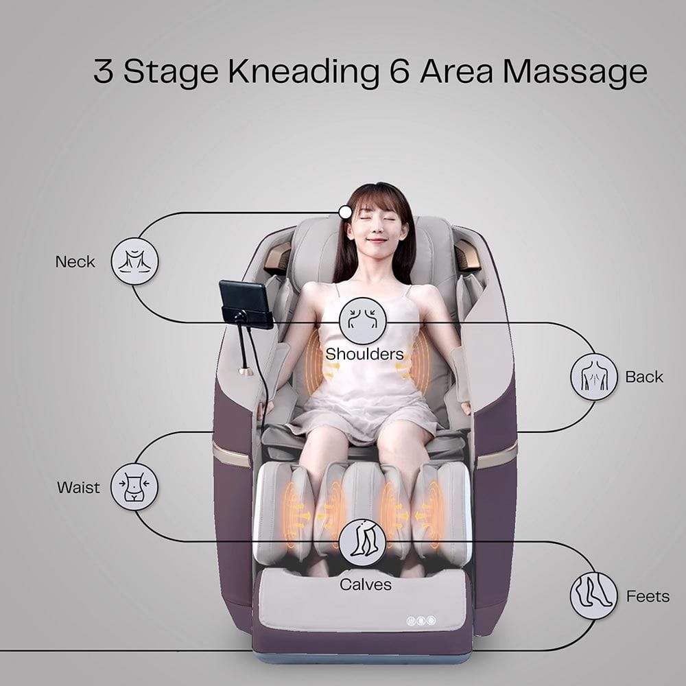 Rotai A36 MAX Massage Chair, 3D Massage Technology, Ergonomic Design, Adjustable Heat and Air Pressure - Magenta