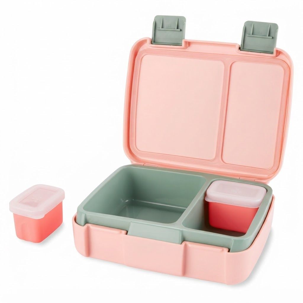 Skip Hop Zoo Bento Cat Lunch Box 3+ Years, Secure Seal Helps Prevent Messes, Flexible Carry Handle, Dishwasher-safe - Multicolour