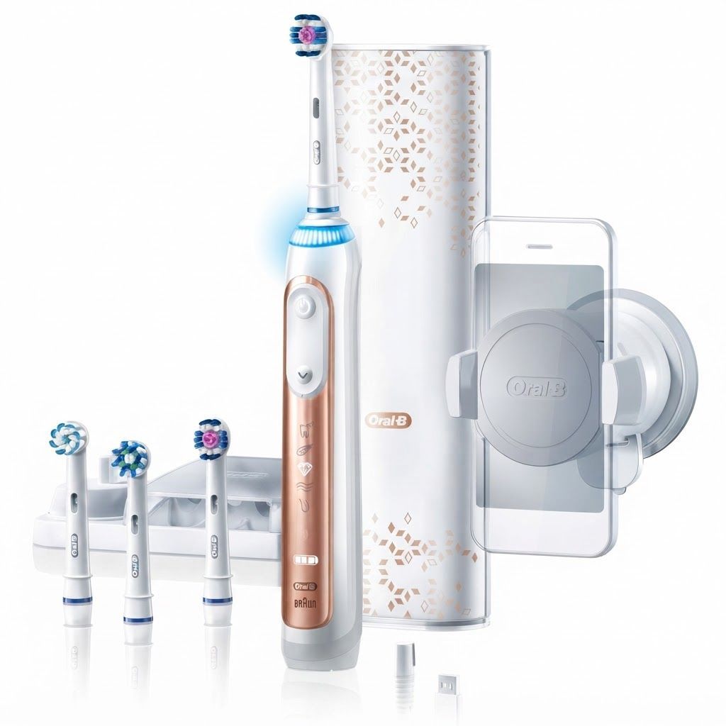 Oral-B Genius 9000 Rose Gold Electric Toothbrush - Bluetooth Smart Brushing, Position Detection