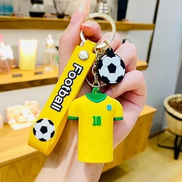 Luxury Signature Neymar Yellow Jersey Keychain, No.10 Silicone Football Jersey Keyring, Collectible Bag Charm