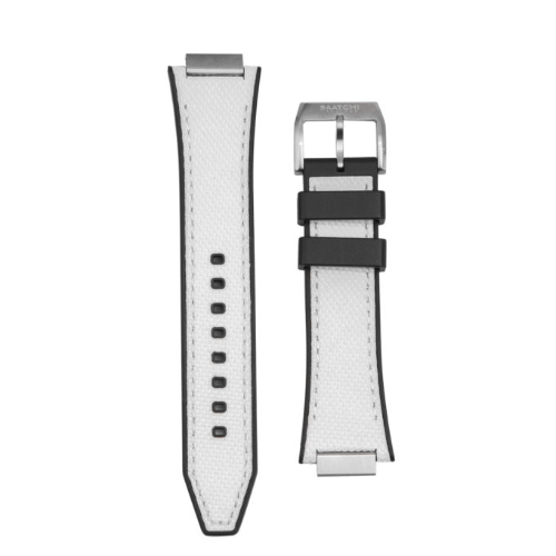 Saatchi Nylon Fabric Watch Strap White, Premium Textile Replacement Band