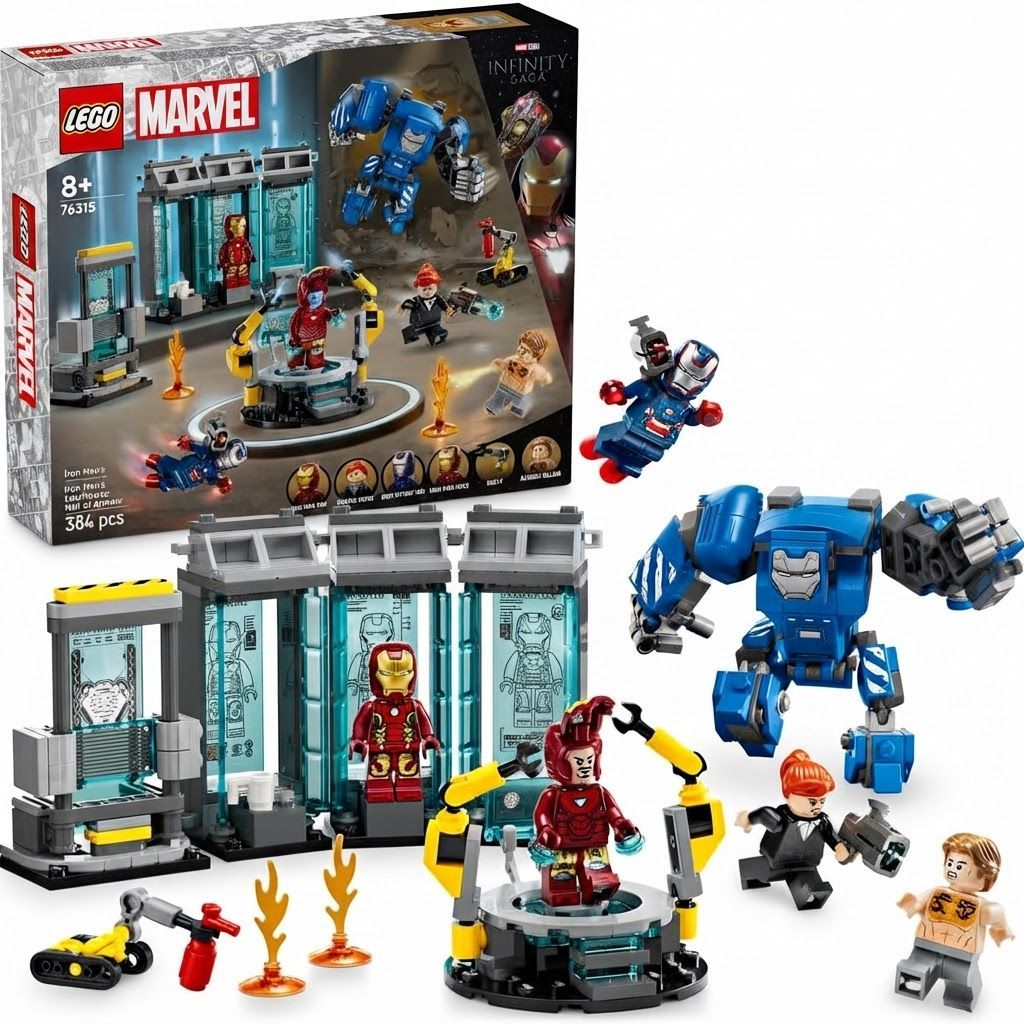 LEGO Marvel Iron Man's Laboratory: Hall of Armour Building Set, Avengers Toy 8+ years