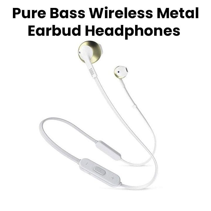 JBL Pure Bass Wireless Metal Earbud Headphones with Mic - Gold | T205BT