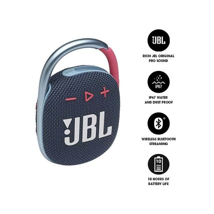 JBL CLIP 4 Ultra-Portable Waterproof Bluetooth Speaker - Blue and Pink