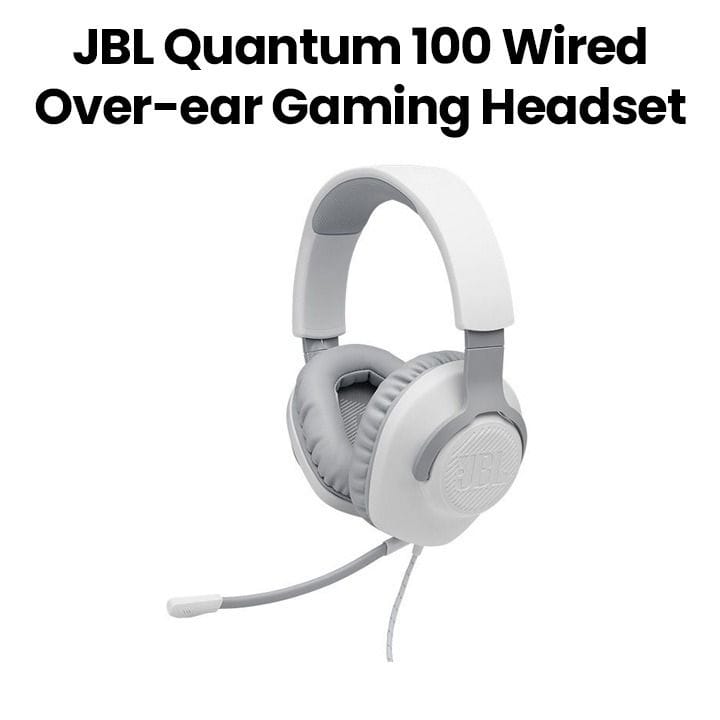 JBL Quantum 100 Wired Over-ear Gaming Headset with a Detachable Mic - White