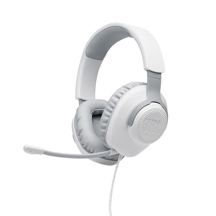 JBL Quantum 100 Wired Over-ear Gaming Headset with a Detachable Mic - White