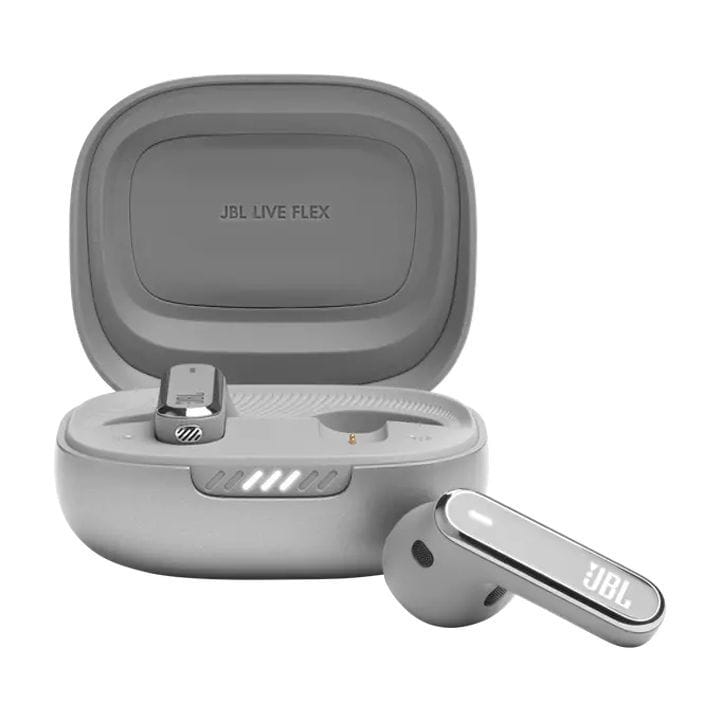 JBL Live Flex True Wireless Noise With 40 Hours Battery Life Earbuds, Enjoy Powerful Sound, Comfortable Fit - Silver - JBLLIVEFLEX