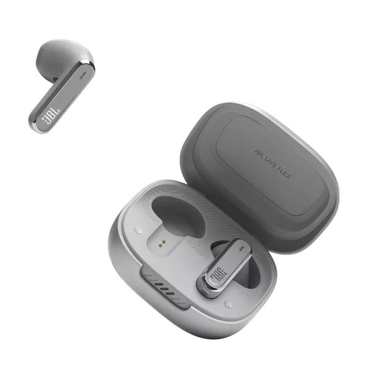 JBL Live Flex True Wireless Noise With 40 Hours Battery Life Earbuds, Enjoy Powerful Sound, Comfortable Fit - Silver - JBLLIVEFLEX