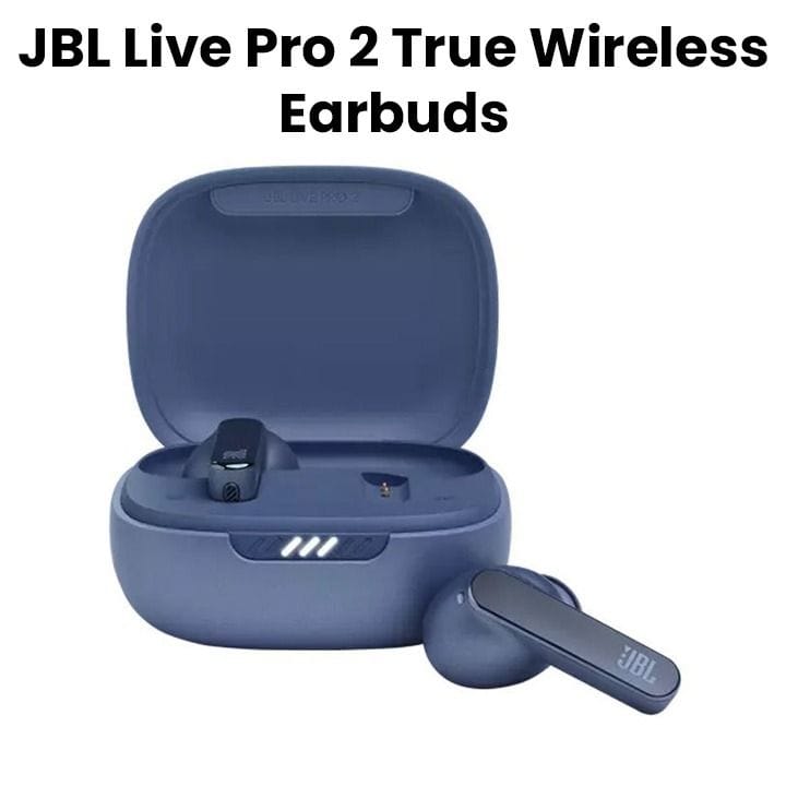 JBL Live Pro 2 TWS True Wireless Noise Cancelling Earbuds, 40H Playtime, Dual Connect, Customized Bass, 6 Mics For Clear Calls - Blue - LIVEPRO2