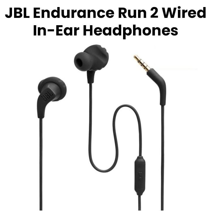 JBL Endurance Run 2, Sports in Ear Wired Earphones with Mic, Pure Bass, Sweatproof, Flexsoft eartips, Magnetic Earbuds - Black - JBLENDURANCERUN2