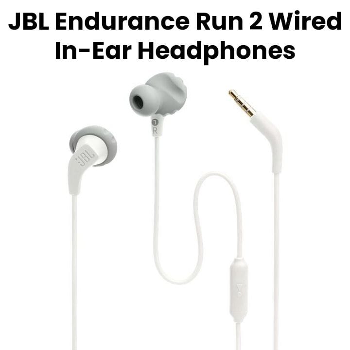 JBL Endurance Run 2, Sports in Ear Wired Earphones with Mic, Pure Bass, Sweatproof, Flexsoft eartips, Magnetic Earbuds - White - JBLENDURANCERUN2