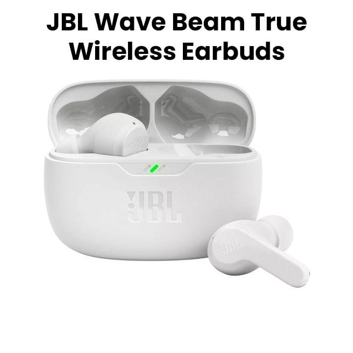 JBL Wave Beam True Wireless Noise Cancelling Earbuds, Up To 32 Total Hours Of Battery Life, Water, Dust Resistant - White - WAVEBEAM
