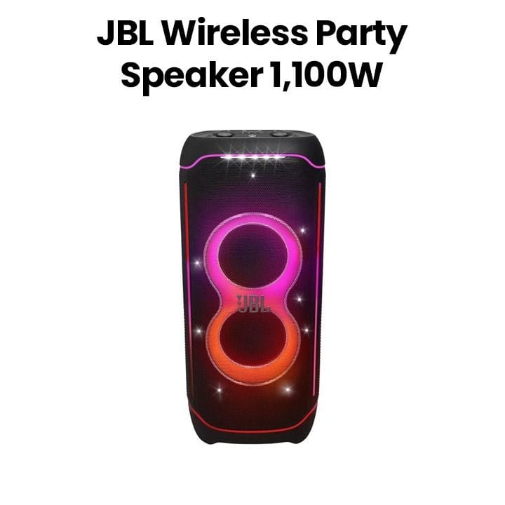 JBL PartyBox Ultimate Wireless Party Speaker, IPX4 Splashproof, Wi-Fi And Bluetooth Connectivity 1100W - Black - JBLPARTYBOXULTEU - Open Piece (A Grade)