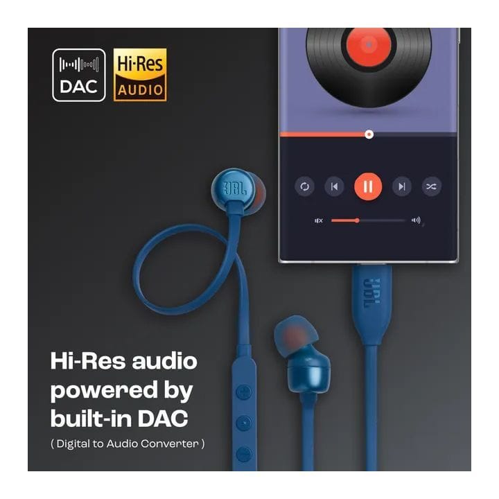 JBL Tune 310C USB-C | Wired Hi-Res In-Ear Headphones - Blue