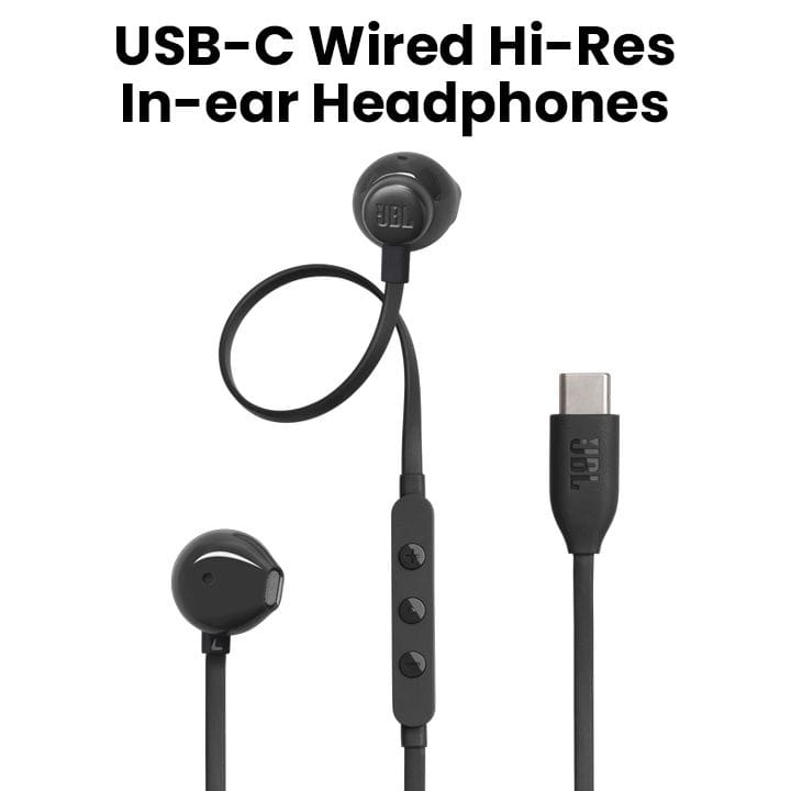 JBL Tune 305C USB-C Wired Hi-Res In-Ear Headphones - Black | T305CUSB-C
