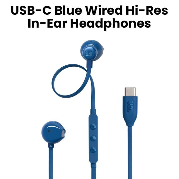 JBL Tune 305C USB-C Wired Hi-Res In-Ear Headphones - Blue | T305CUSB-C