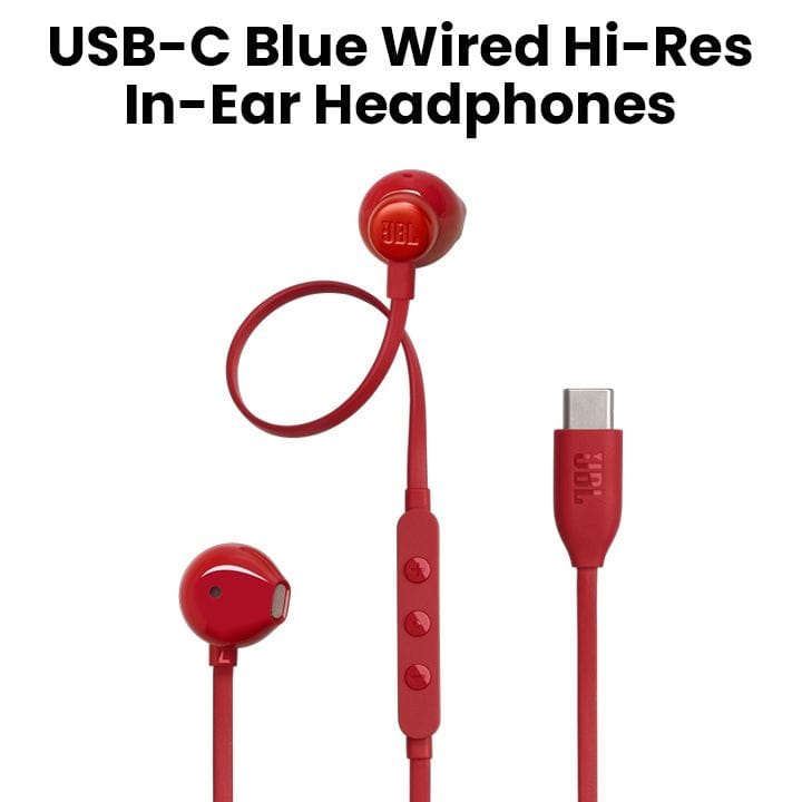 سماعات جي بي إل تيون 305C داخل الأذن سلكية عالية الدقة بمنفذ USB-C - أحمر | T305CUSB-C