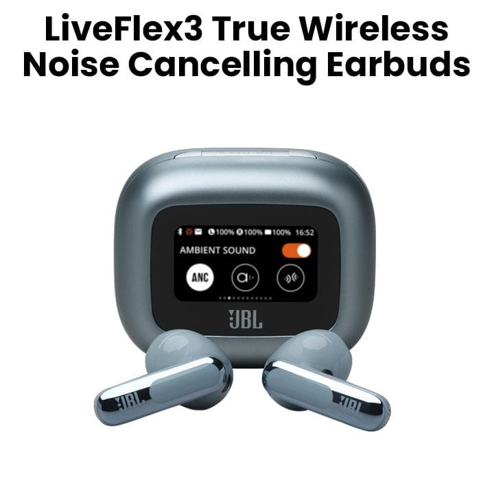 JBL Live Flex 3 True Wireless Noise Cancelling Open-Stick, 50 Hours Playtime, Multi Point Connection, IP55 Waterproof Earbuds - Blue - LIVEFLEX3