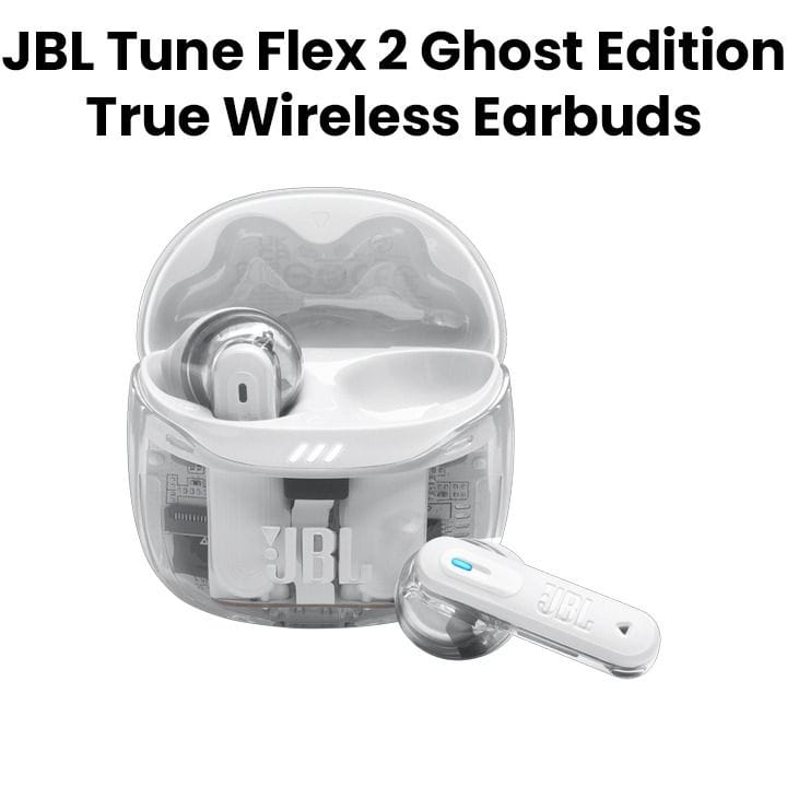 JBL Tune Flex 2 Ghost Edition True Wireless Noise Cancelling Earbuds - White