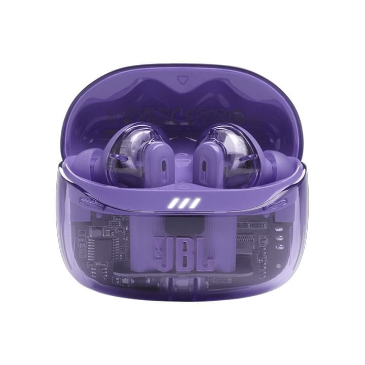 JBL Tune Beam 2 True Wireless Noise Cancelling Earbuds Ghost Edition, Up To 48 Hours Total Playback, IP54 Dust And Water Resistant - Purple - TUNEBEAM2
