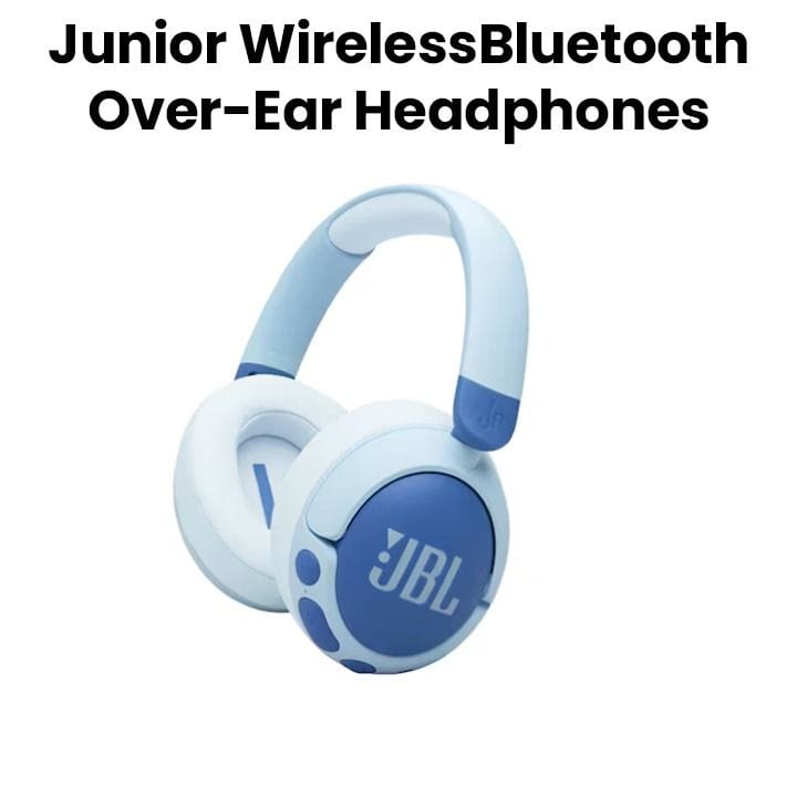 JBL 470NC Wireless Over-Ear Noise Cancelling Kids Headphones Safe Sound, Parental Control With Customizable Volume - Blue - JR470NC