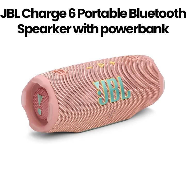 JBL Charge 6 Portable Waterproof And Drop-Proof Bluetooth Speaker With Powerbank, Durable Design Perfect For Outdoor And Indoor Use - Pink - JBLCHARGE6PIK