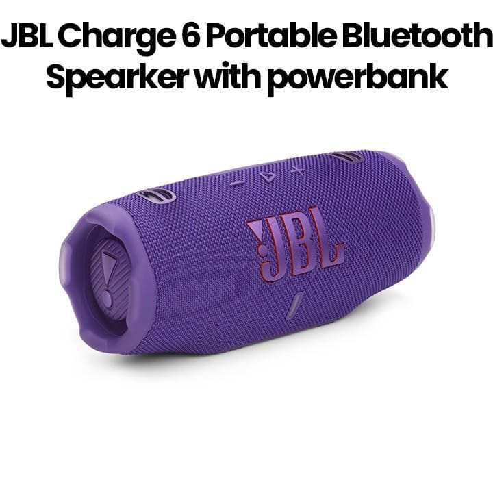 JBL Charge 6 Portable Waterproof And Drop-Proof Bluetooth Speaker With Powerbank, Durable Design Perfect For Outdoor And Indoor Use - Purple - JBLCHARGE6PUR